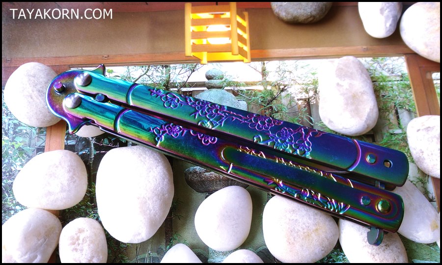 มีดควง เรนโบว์ซากุระบาลิซอง Rainbow Sakura Balisong Knife TKBS-SK55