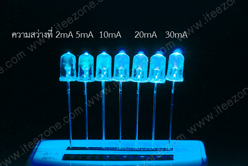 หลอดไฟ LED สีไอซ์บลู กระเปาะใส 5mm Super Bright