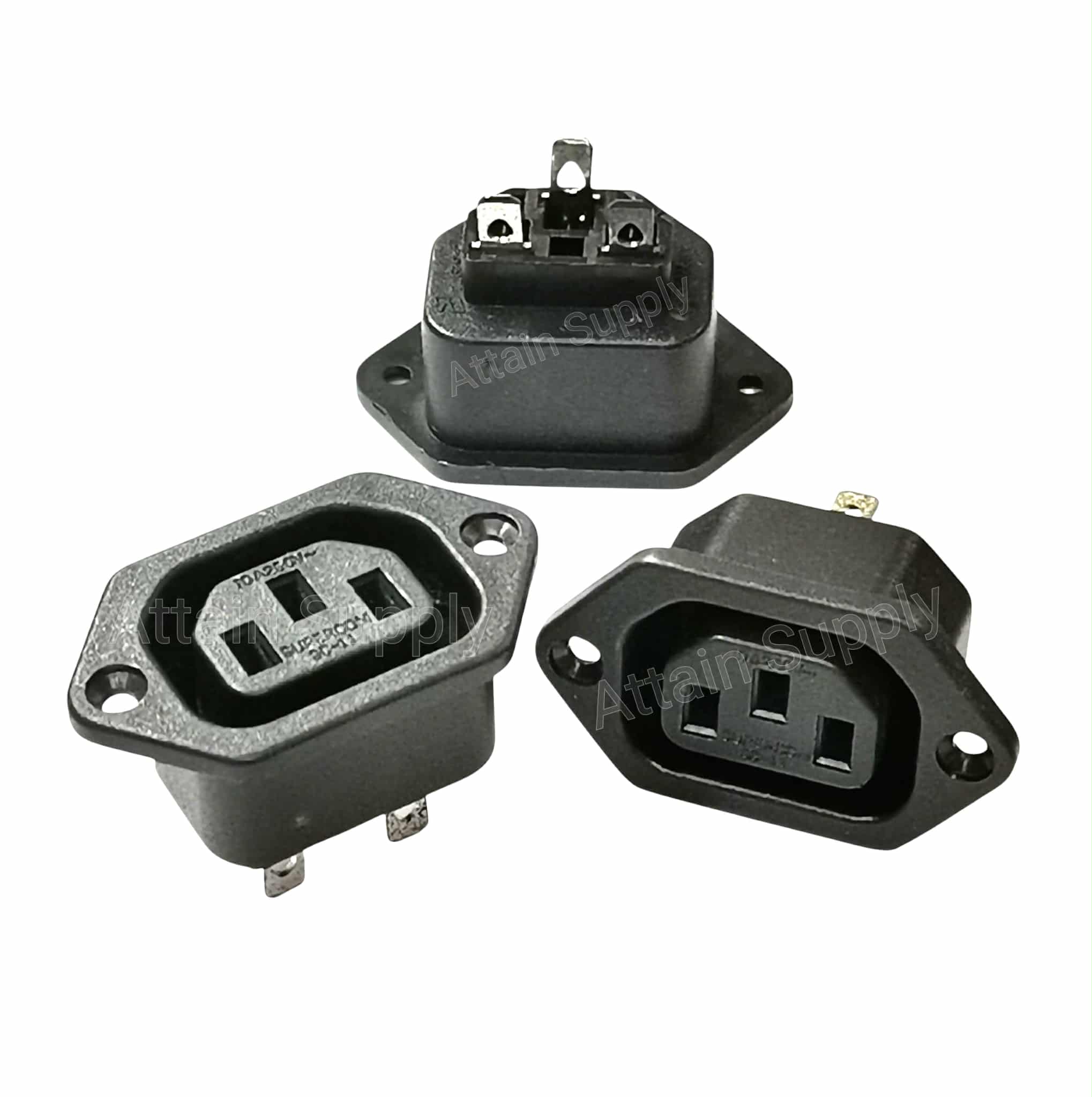 เต้ารับAC-3ขาเมีย ติดแท่น ขอบยึดน็อต/รุ่นหนา