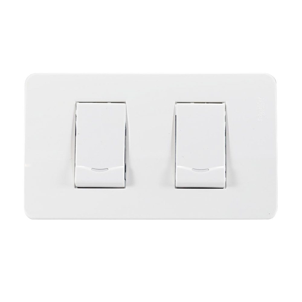 ชุดสวิตซ์ข้างเดียว 1 ตัว และ ชุดสวิตซ์ข้างเดียว 2 ตัว พร้ามหน้ากาก SCHNEIDER ขาว