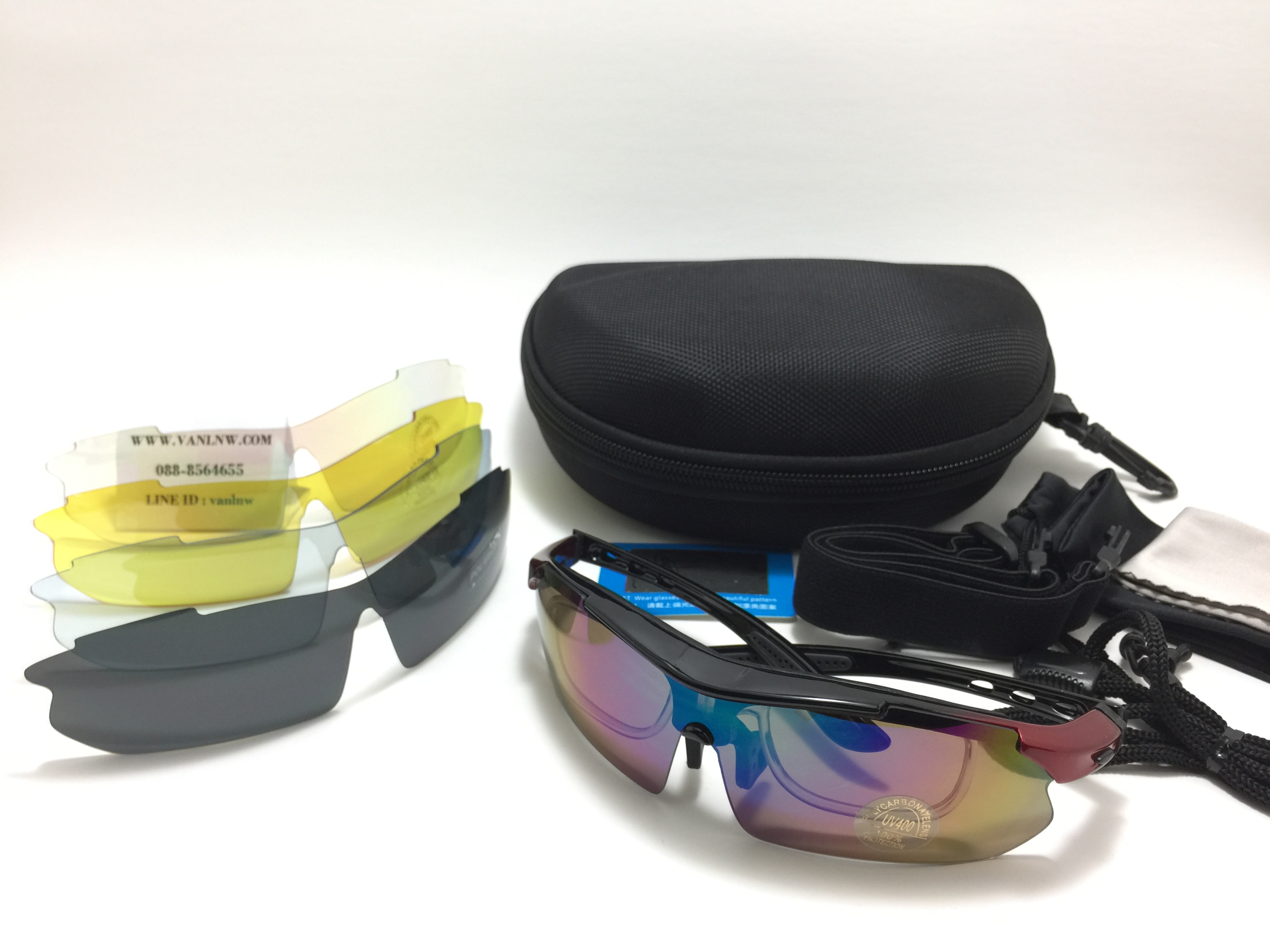 แว่นตาปั่นจักรยานทรงสปอร์ต <ชุด 5 เลนส์>