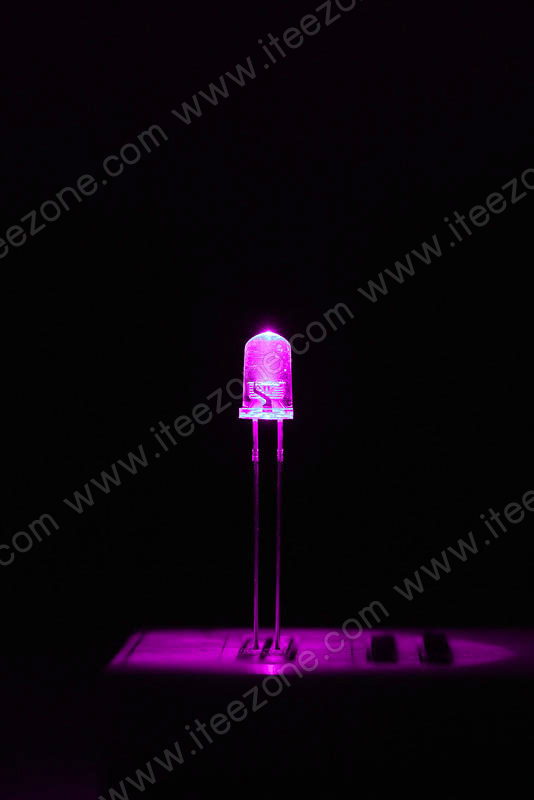 หลอดไฟ LED สีชมพู กระเปาะใส 5mm Super Bright