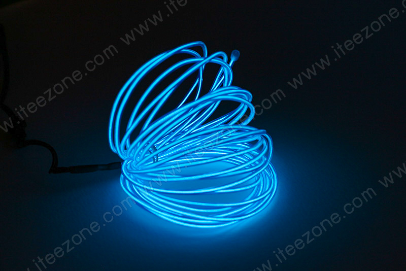EL Wire 5 เมตร + รางถ่าน AA 2 ก้อน / สีน้ำเงิน