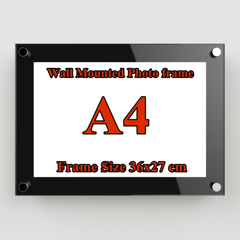 A4 กรอบรูปอะครีลิค ติดผนัง (สีพิเศษ) Acrylic Wall Mounted Photo Frame - Special Color ชุด