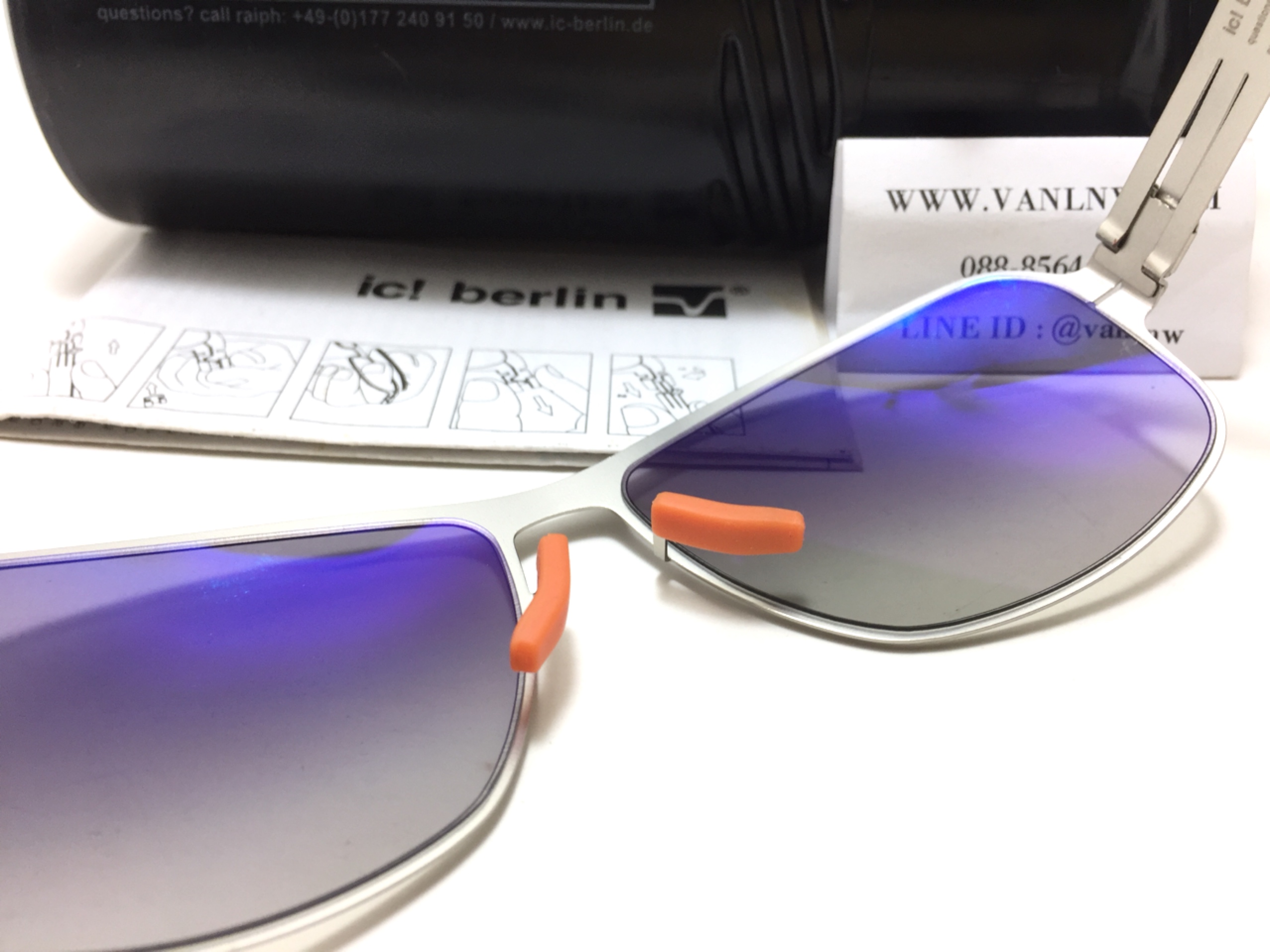 แว่นกันแดด ic berlin model maja peral 62-15 <เงิน>