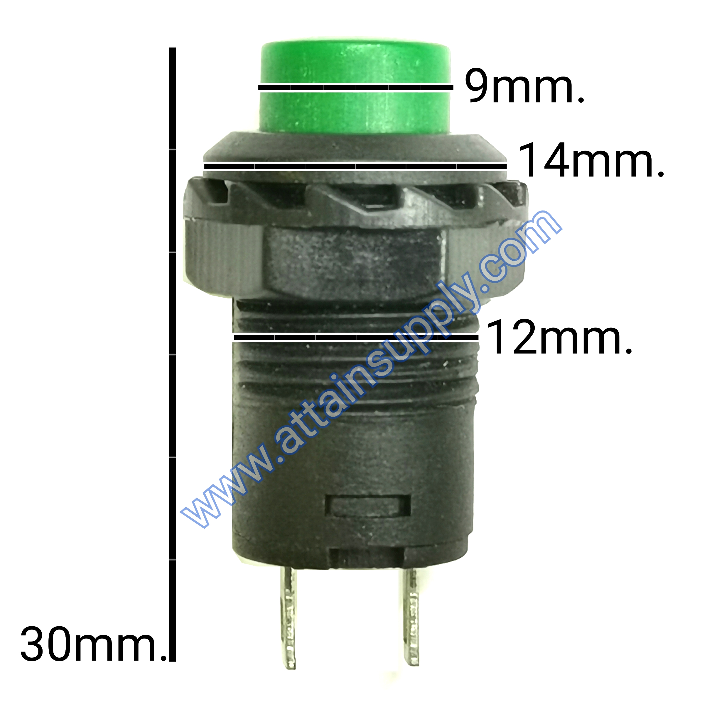 สวิทช์ กดติด-ปล่อยดับ/กลมแหวนพลาสติก-สีเขียว