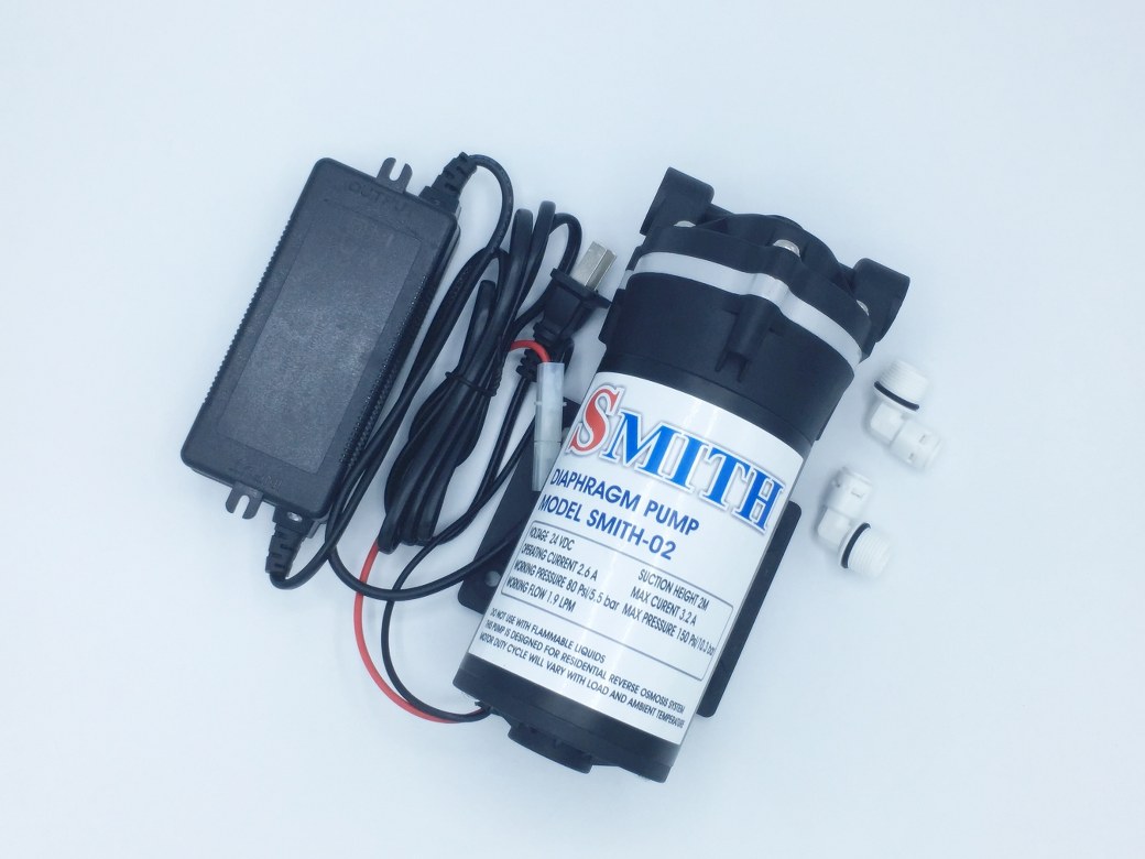 ปั๊มอัดเมมเบรนเครื่องกรองน้ำ DC24V Diaphragm Pump ยี่ห้อ SMITH รุ่น SMITH-02 300 GPD