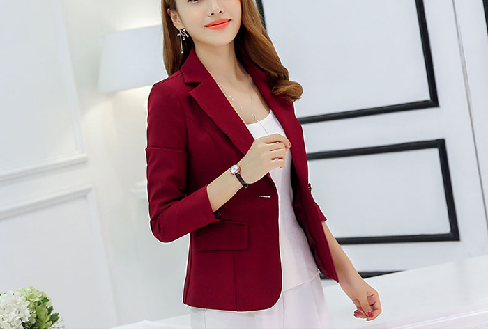 เสื้อสูทผู้หญิง เสื้อสูทใส่ทำงาน สีแดงไวน์ พร้อมส่ง M,L