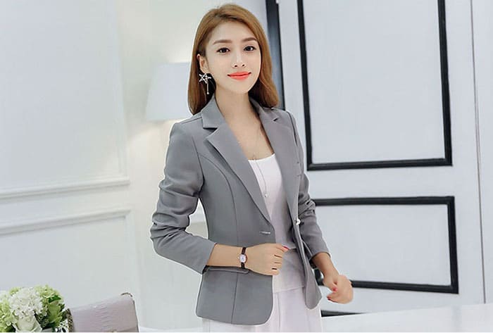 เสื้อสูทผู้หญิง เสื้อสูทใส่ทำงาน สีเทา พร้อมส่ง M,L