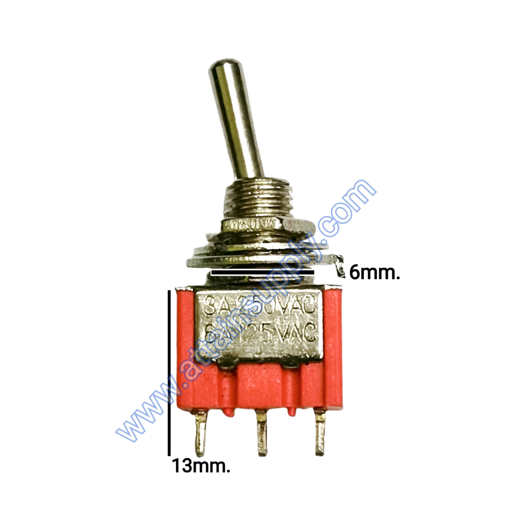 สวิทช์โยก ON-ON 3ขา/รุ่นเล็ก สีแดง