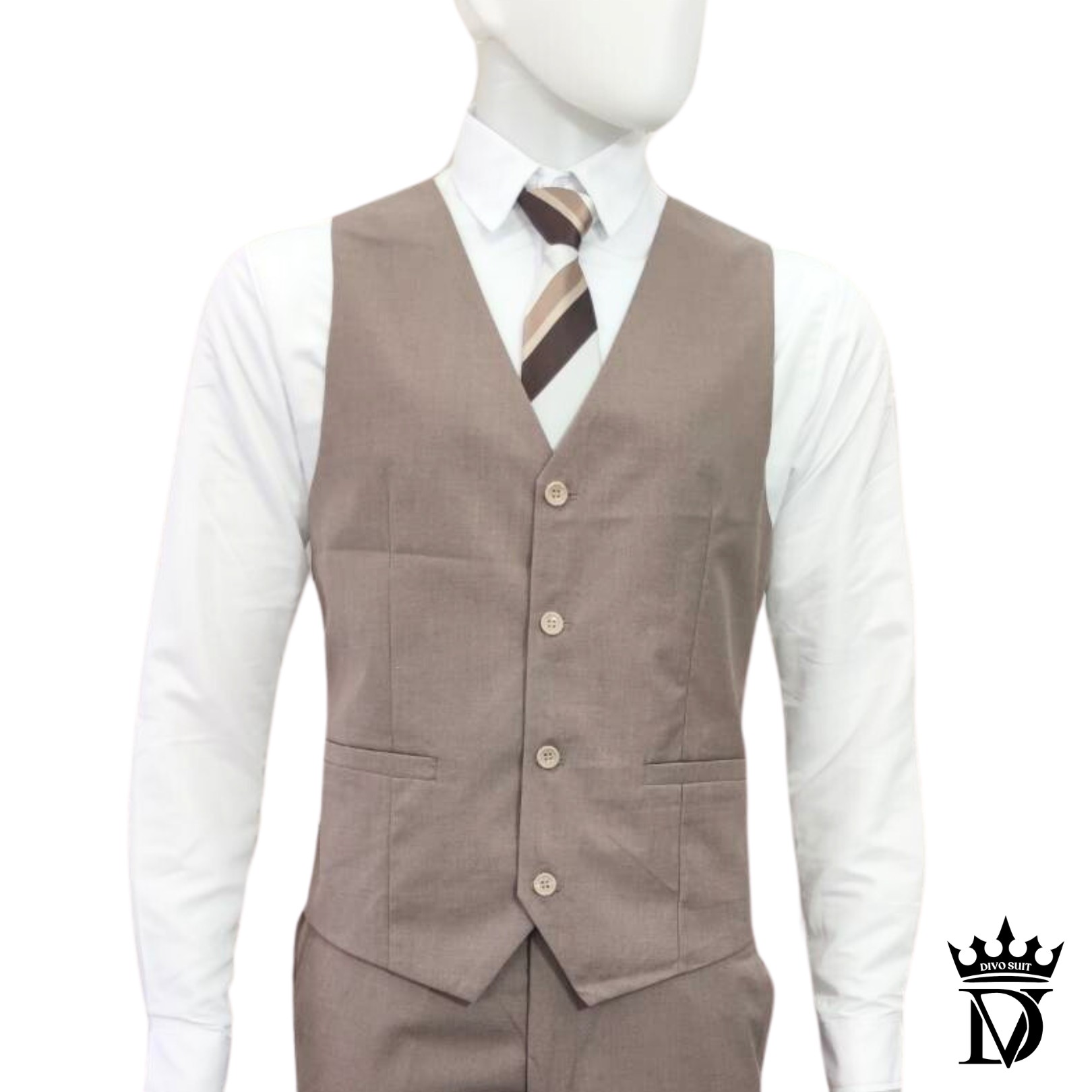 5XL-10XL ชุดสูทผู้ชายไซส์ใหญ่ คนอ้วน เกรดพรีเมี่ยม แบรนด์ Divo เซต 2-3 ชิ้น สีน้ำตาลชาโคล เนื้อผ้าวูล เอวกางเกงยืดได้