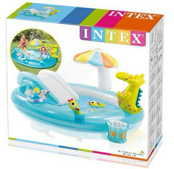 สระสไลเดอร์เป่าลม รูปเห็ด จรเข้พ่นน้ำ Intex+ปั้มไฟฟ้า