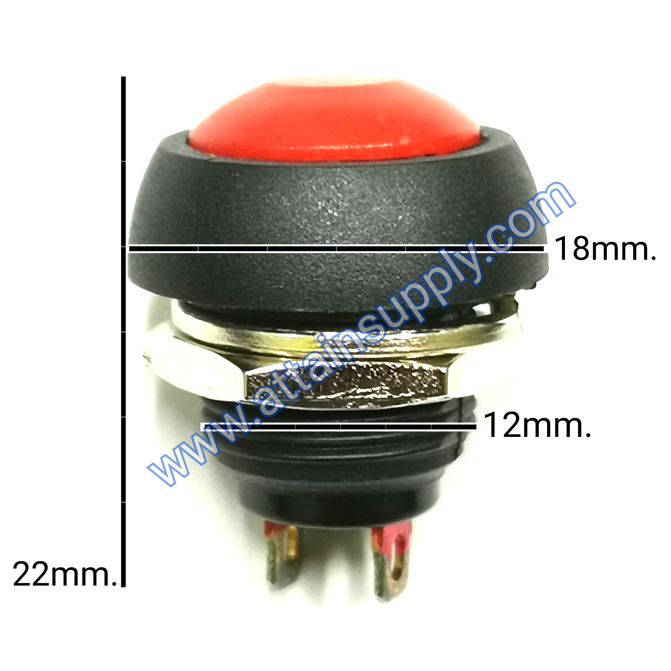 สวิทช์ กดติด-ปล่อยดับ/กลมกระดุม-สีแดง
