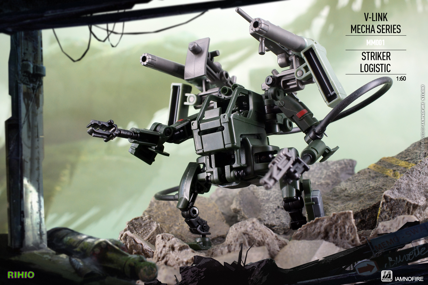 MM001 (แพค 3 ตัว) V-LINK MECHA STRIKER+LOGISTIC SET (Blue+Brown+Green) [RIHIO]