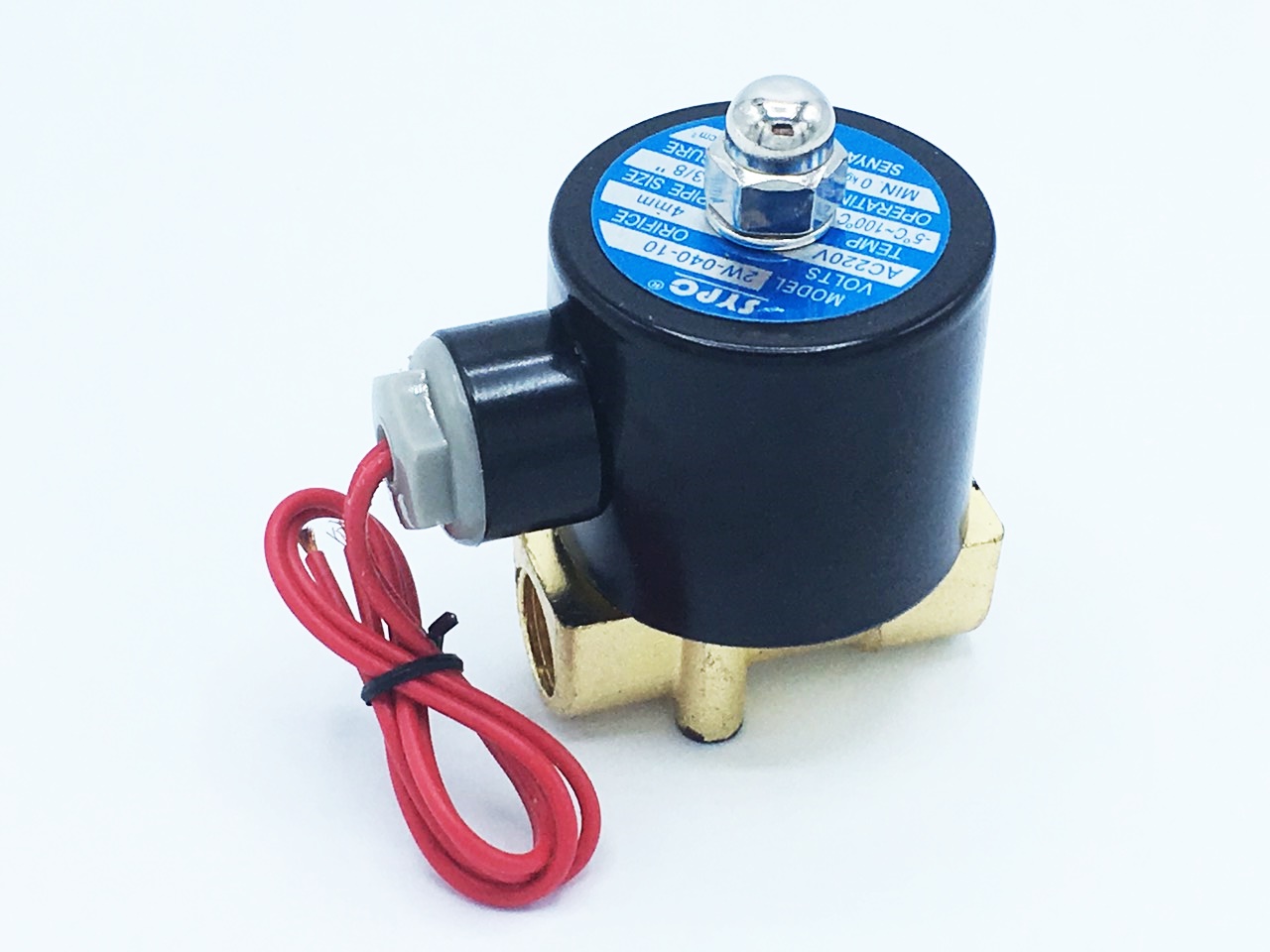 07-2W-03-1-220V-SY โซลินอยด์วาล์ว วาล์วไฟฟ้า วาวล์น้ำ วาล์วลม ทองเหลือง N/C 220V AC 3/8"