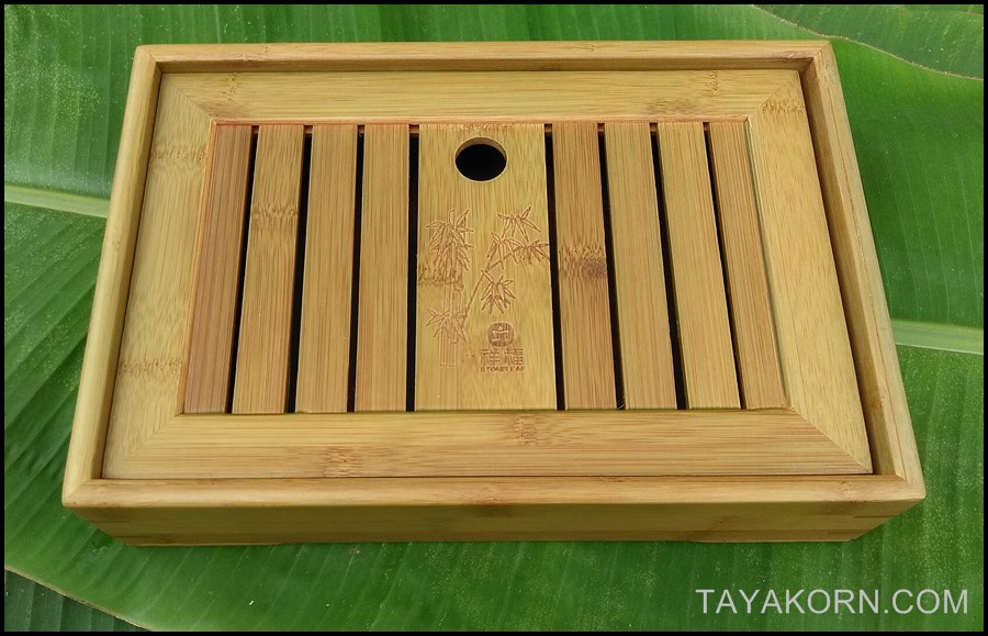 ถาดรองน้ำชาไม้ไผ่ แบบA1 Bamboo Tea Tray Tyle A1( สีเขียว )