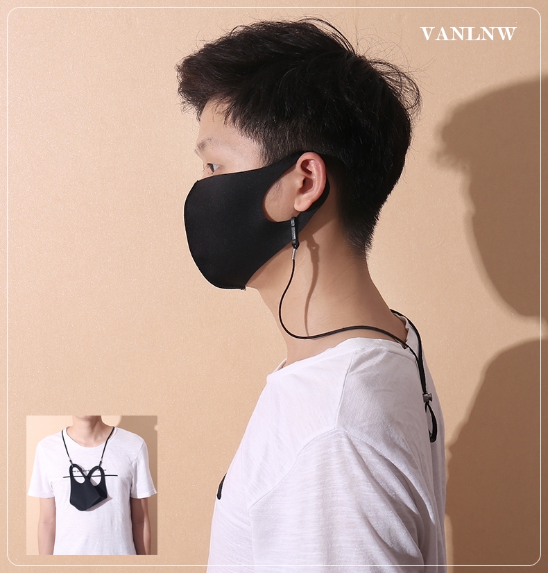 สายคล้องหน้ากากอนามัย MASK STRAPS BLACK/GUNMETAL สายคล้องแมส สำหรับผู้ใหญ่/เด็ก สายปรับระดับ คล้องคอได้ ใช้งานสะดวก