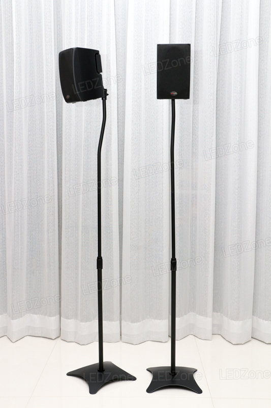ขาตั้งลำโพงเซอร์ราวด์สีดำ ฐาน 4 แฉก ปรับระดับความสูงได้