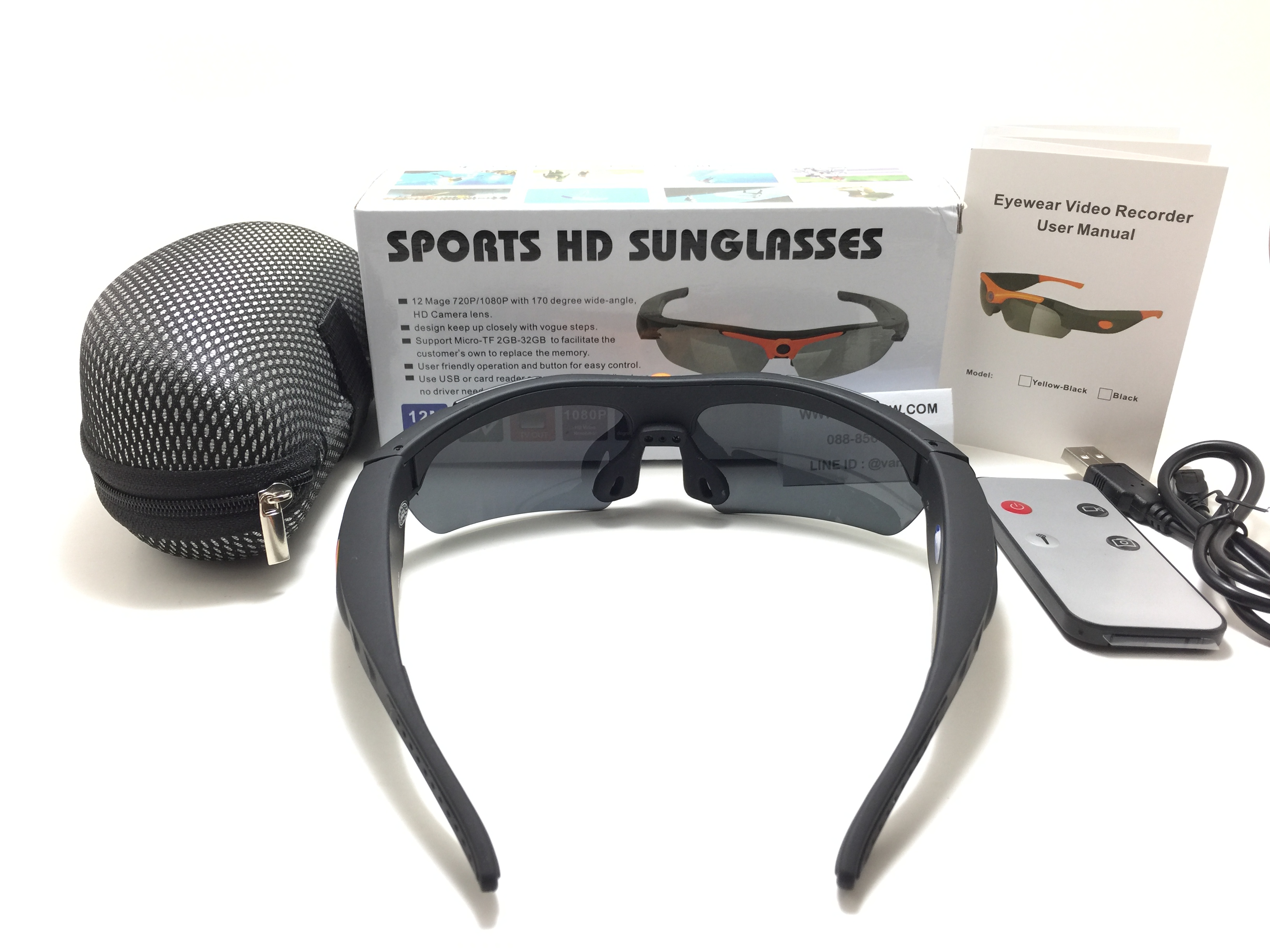 กล้องแว่นตากันแดดทรงสปอร์ต Sports Full HD 1080P Sunglasses <ดำ+ส้ม> ของแท้ 100%