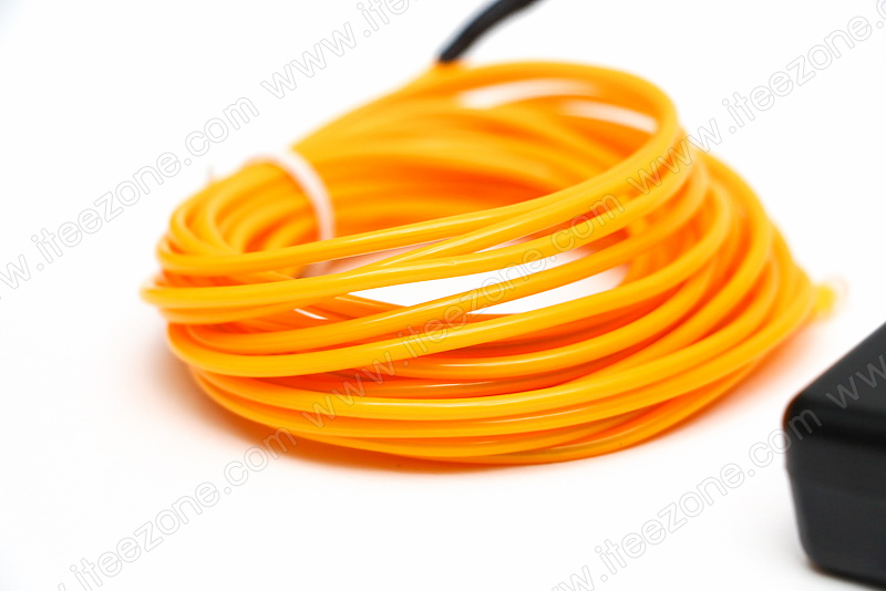 EL Wire 5 เมตร + รางถ่าน AA 2 ก้อน / สีเหลือง