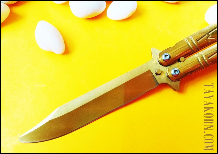 มีดซ้อมควง บาลีซองใบไผ่สีทอง Golden Bamboo Balisong Trainer Knife TKBS-GB1TR