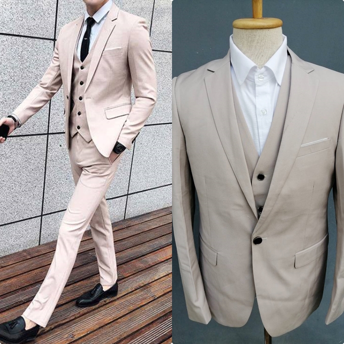 เสื้อสูท เกรดพรีเมี่ยม สีครีม (1กระดุม) พร้อมส่ง 3XL