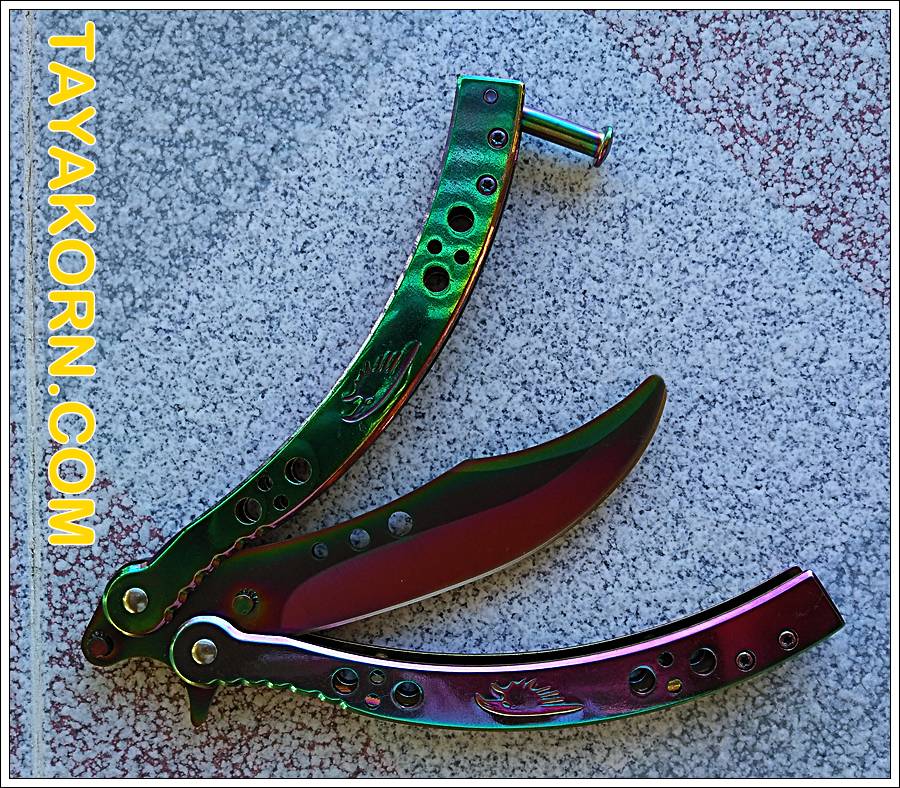 มีดซ้อมควง อีเอสโก บาลิซอง ES GO Rainbow Balisong Trainer Knife TKBS-ES1TR