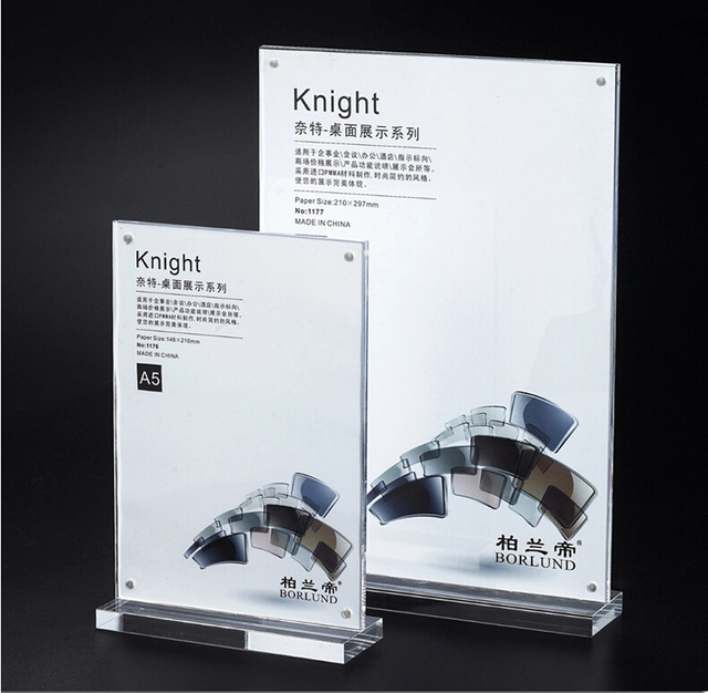 A3 กรอบรูปตั้งโต๊ะ แม่เหล็กประกบ ตัว T แนวตั้ง (สั่งผลิต) ใส ชิ้น