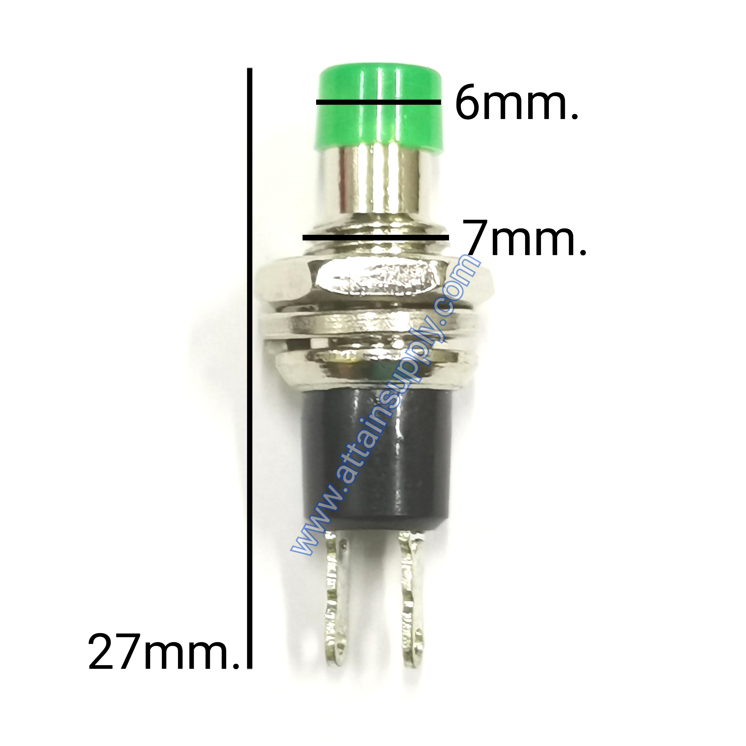 สวิทช์ กดติด-ปล่อยดับ/จิ๋ว-สีเขียว