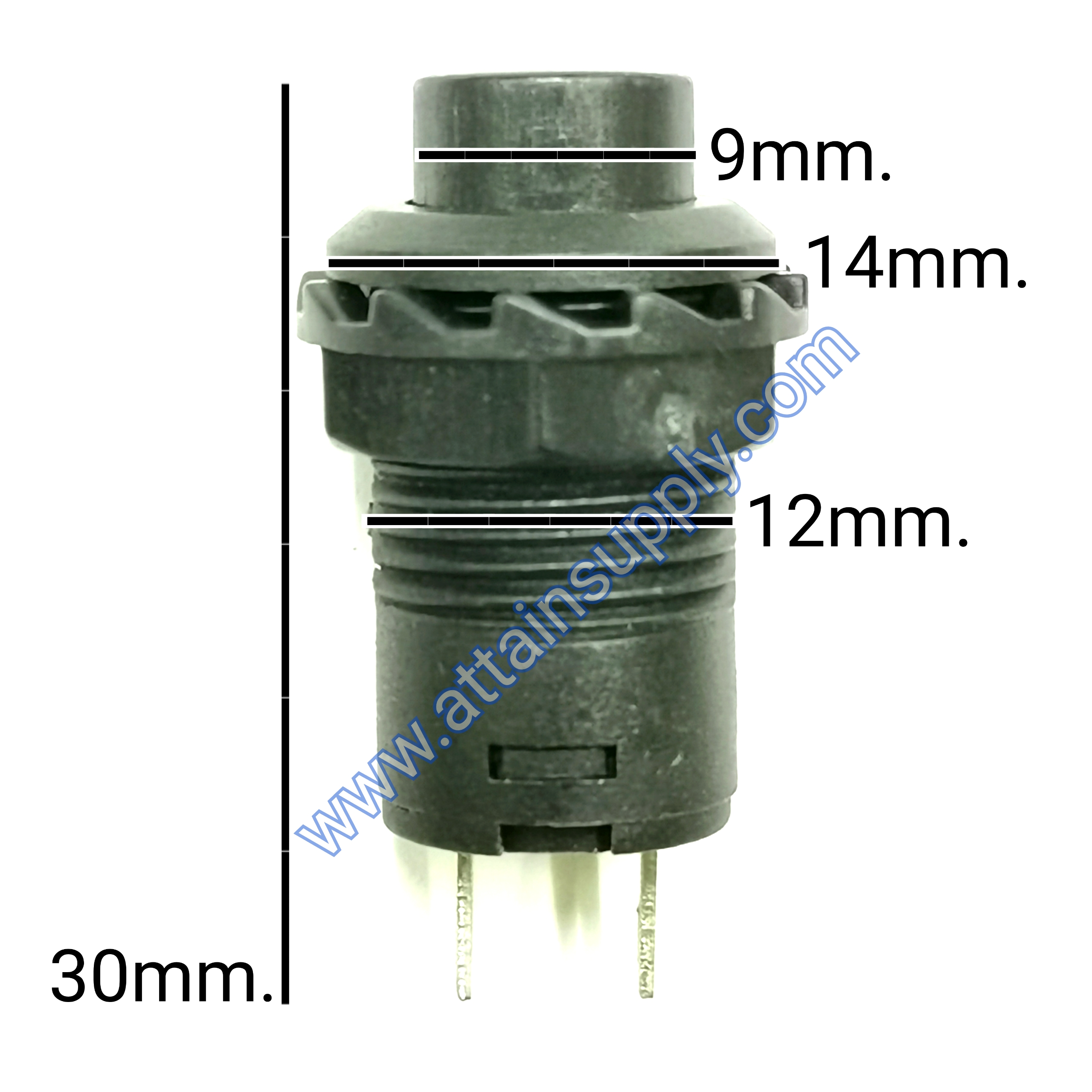 สวิทช์ กดติด-ปล่อยดับ/กลมแหวนพลาสติก-สีดำ