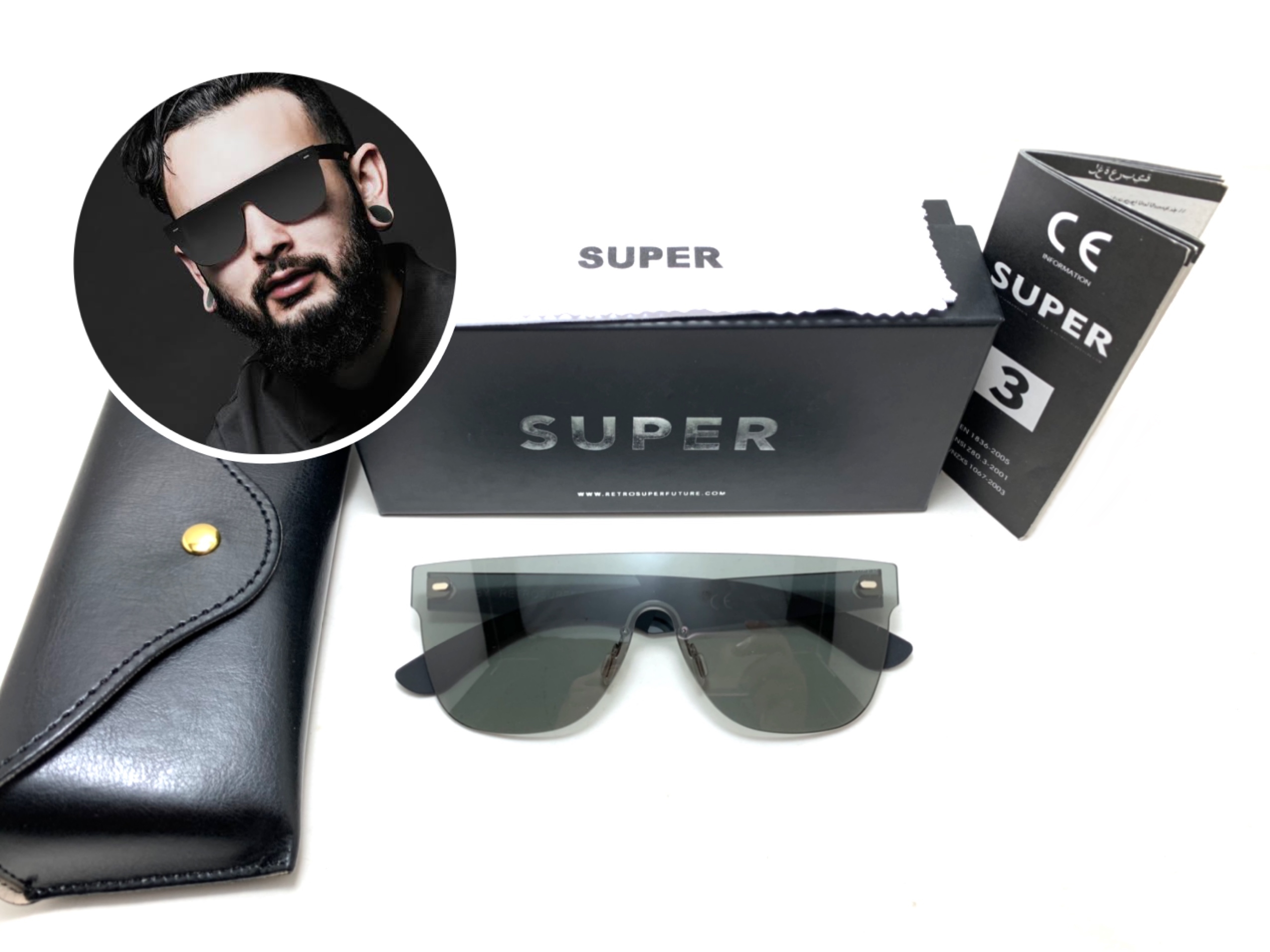 แว่นกันแดด Super Tuttolente flat top black <ดำ>