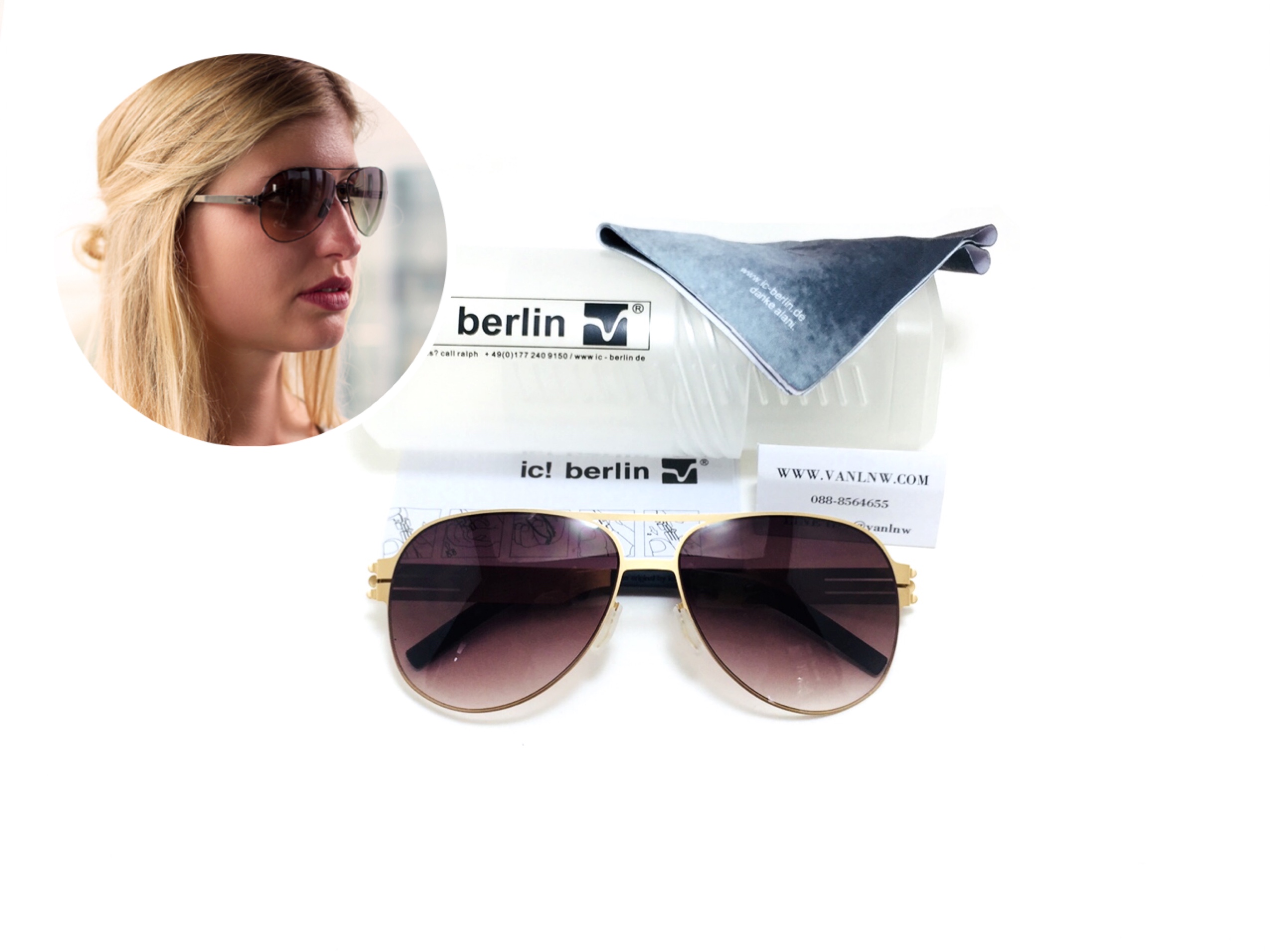 แว่นกันแดด ic berlin model M0132 raf s. sun gold 61-14 <ทอง>