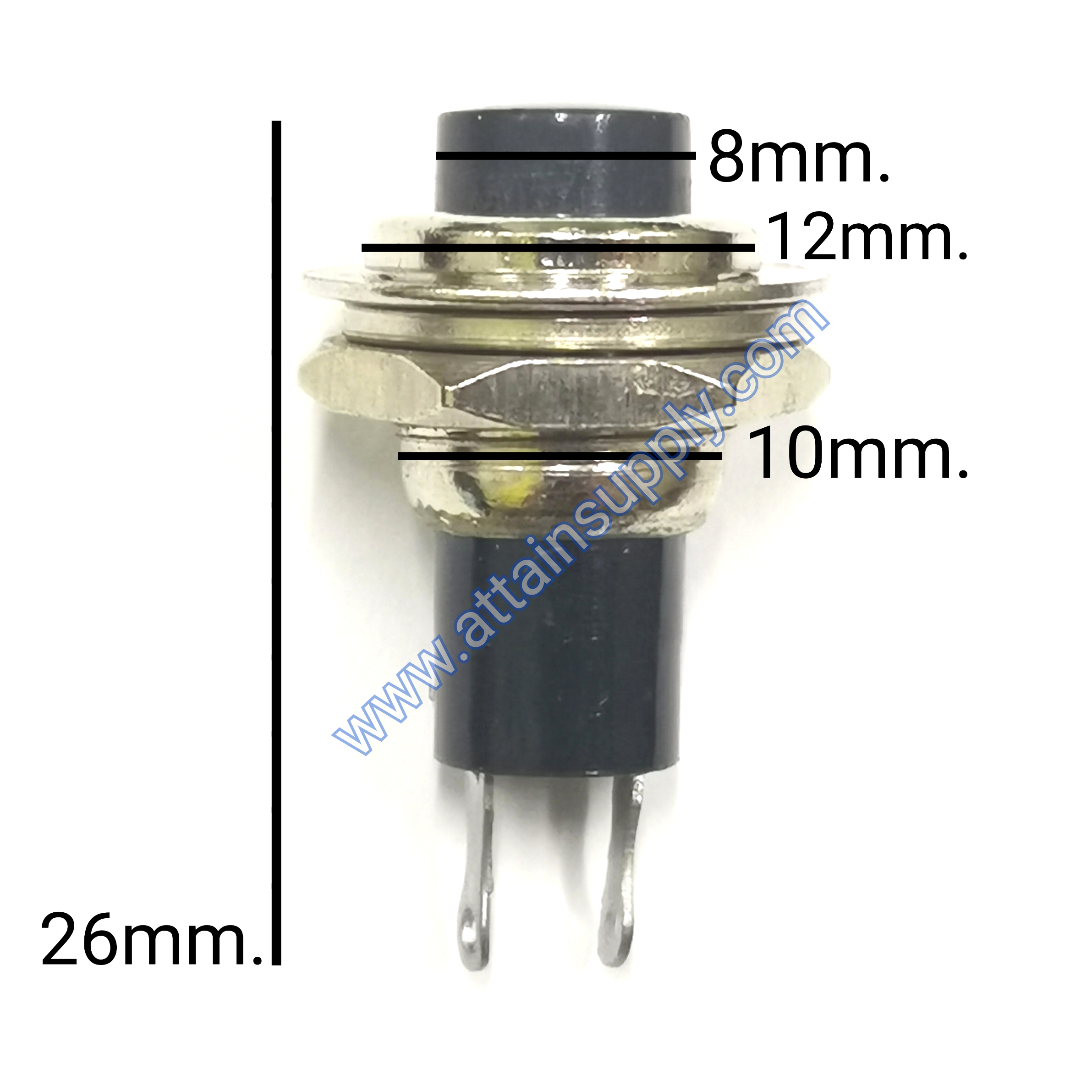 สวิทช์ กดติด-ปล่อยดับ/กลมแหวนกลม-สีดำ