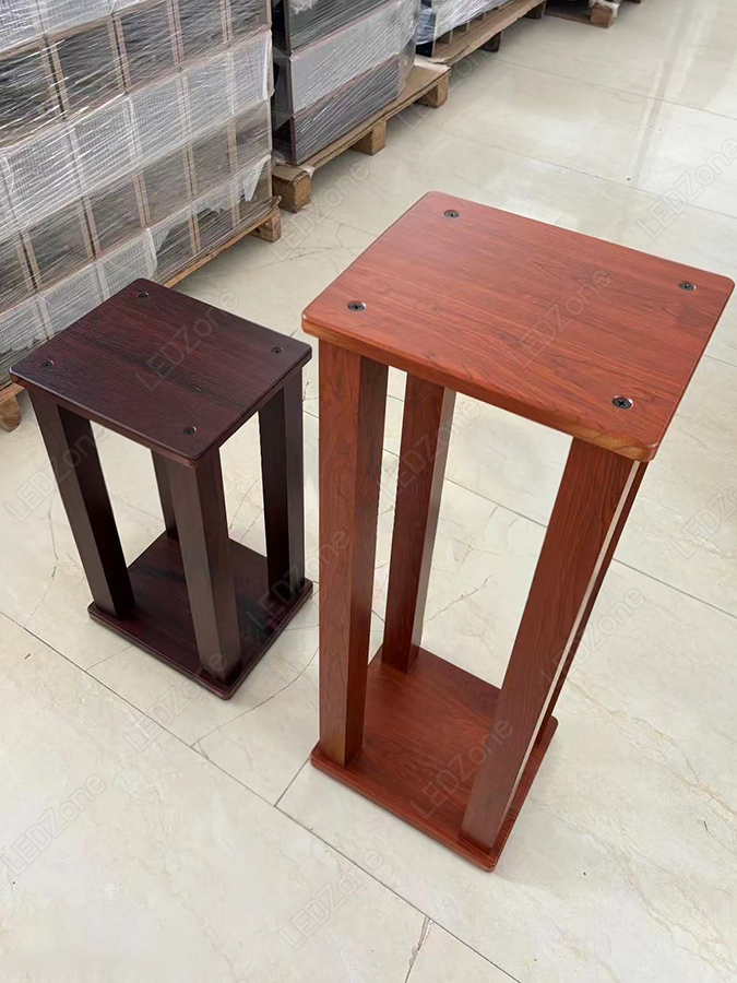 ขาตั้งลำโพงลายไม้ ไม้ MDF รุ่นเสาตัน ฐานใหญ่พิเศษ 28*33cm 60-70 cm ตัวรองปรับระดับ + แกนล็อคลำโพง