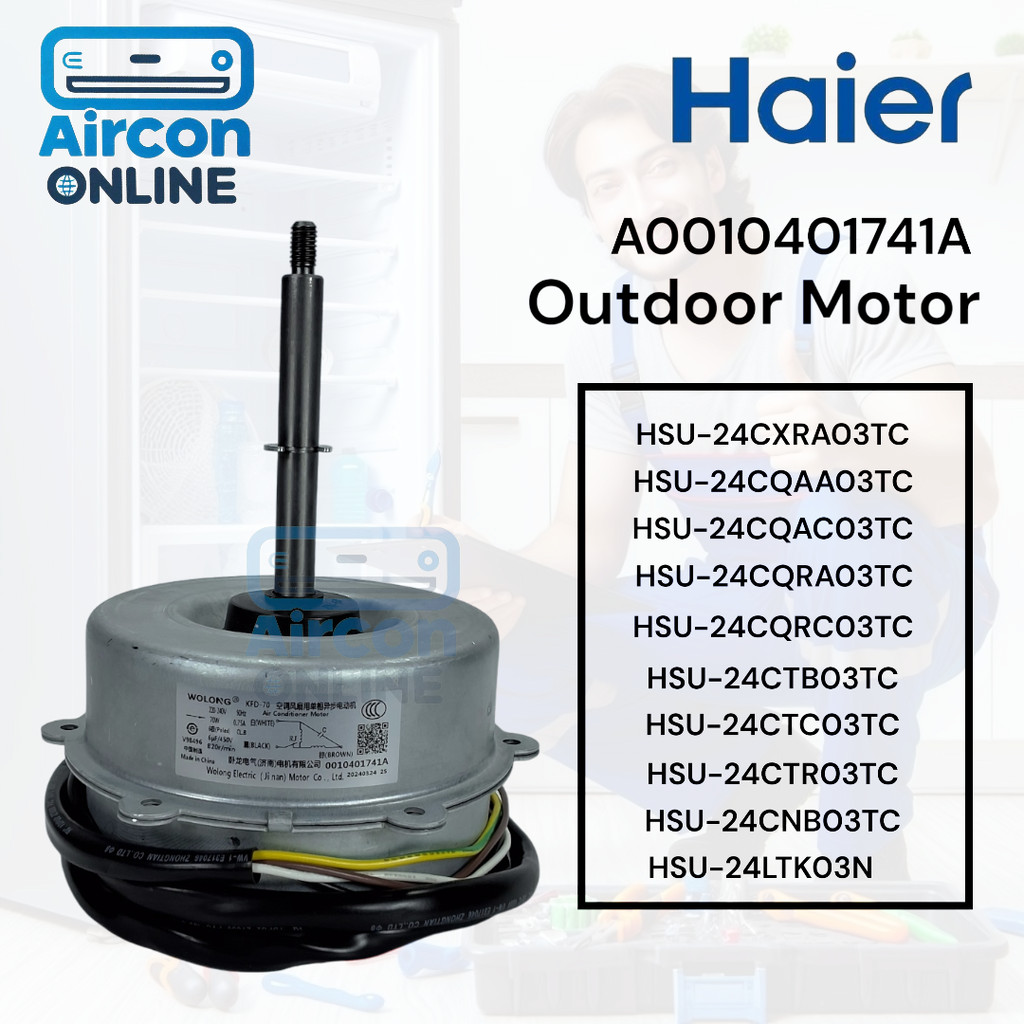 มอเตอร์คอยล์ แอร์ Haier รุ่น HSU-24CQAA , HSU24CTR และรุ่นอื่นตามรายละเอียด รหัส A0010401741A ของแท้ ใหม่ มือ 1