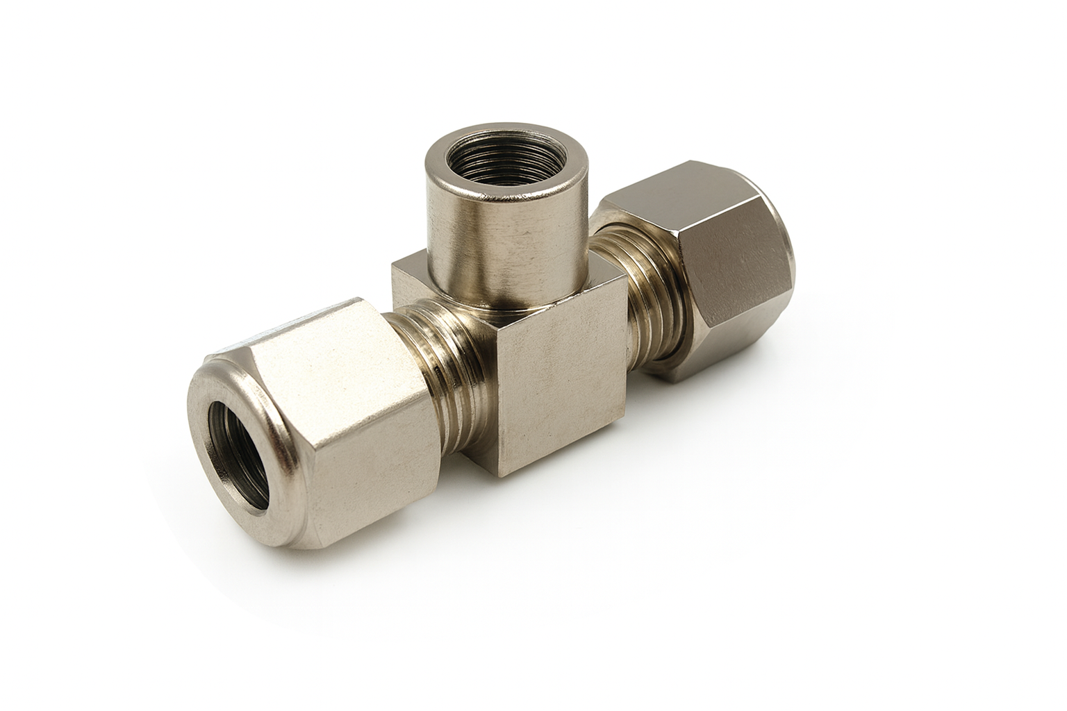 ข้อต่อแรงดันสูง 3 ทาง เกลียวใน 1/8 นิ้ว แบบเกลียวขันน็อต