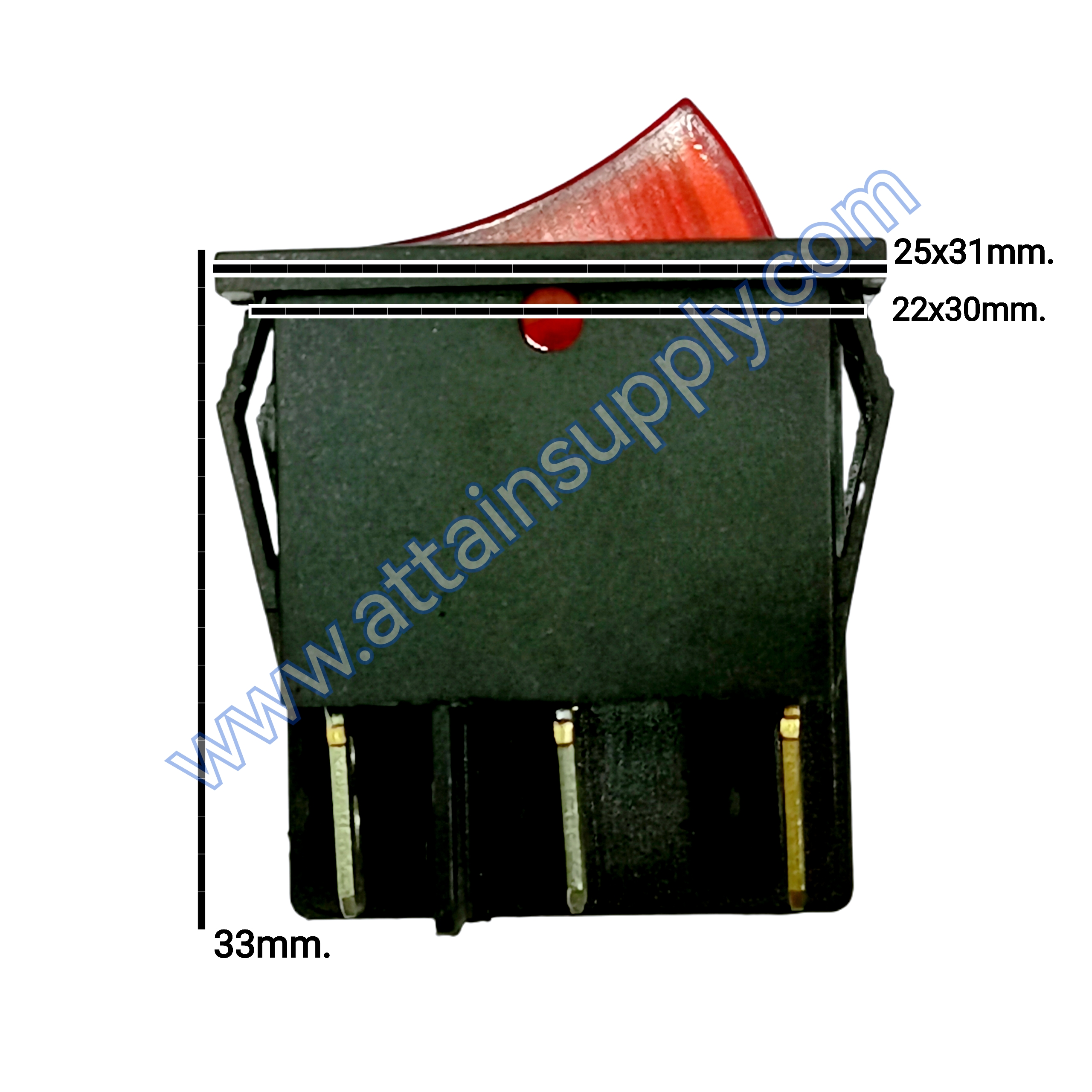 สวิทช์ IOแบบคู่-เหลี่ยมใหญ่ 12V./6ขา มีไฟ-สีแดง+แดง