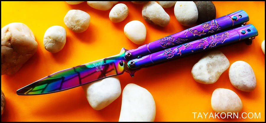 มีดซ้อมควง เรนโบว์ฟิชบาลิซอง Rainbow Fish Balisong Trainer Knife TKBS-RF8TR