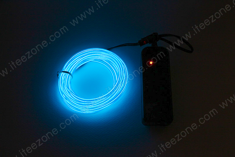 EL Wire 5 เมตร + รางถ่าน AA 2 ก้อน / สีน้ำเงิน