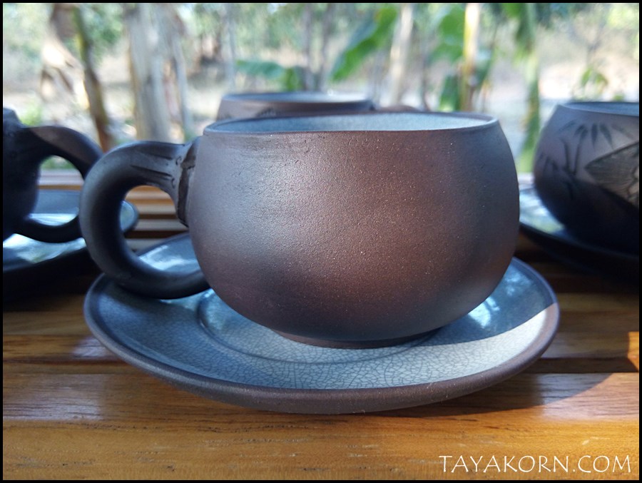 ถ้วยชามงคลพร้อมจานรอง 福 ดินเผาอี๋ชิง จื่อหนี 紫泥 TKTC-P5