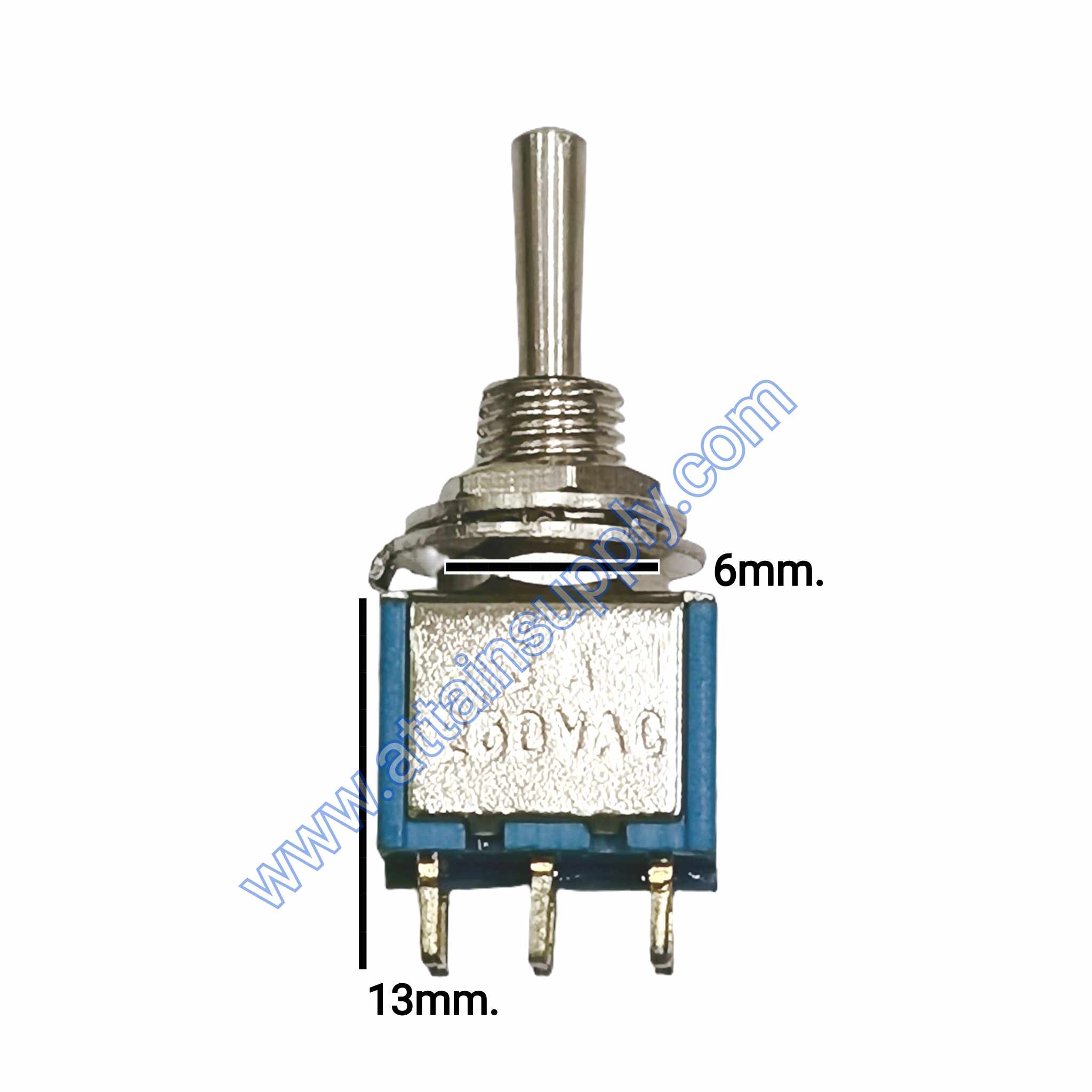 สวิทช์โยก ON-OFF-ON 6ขา/รุ่นเล็ก สีฟ้า