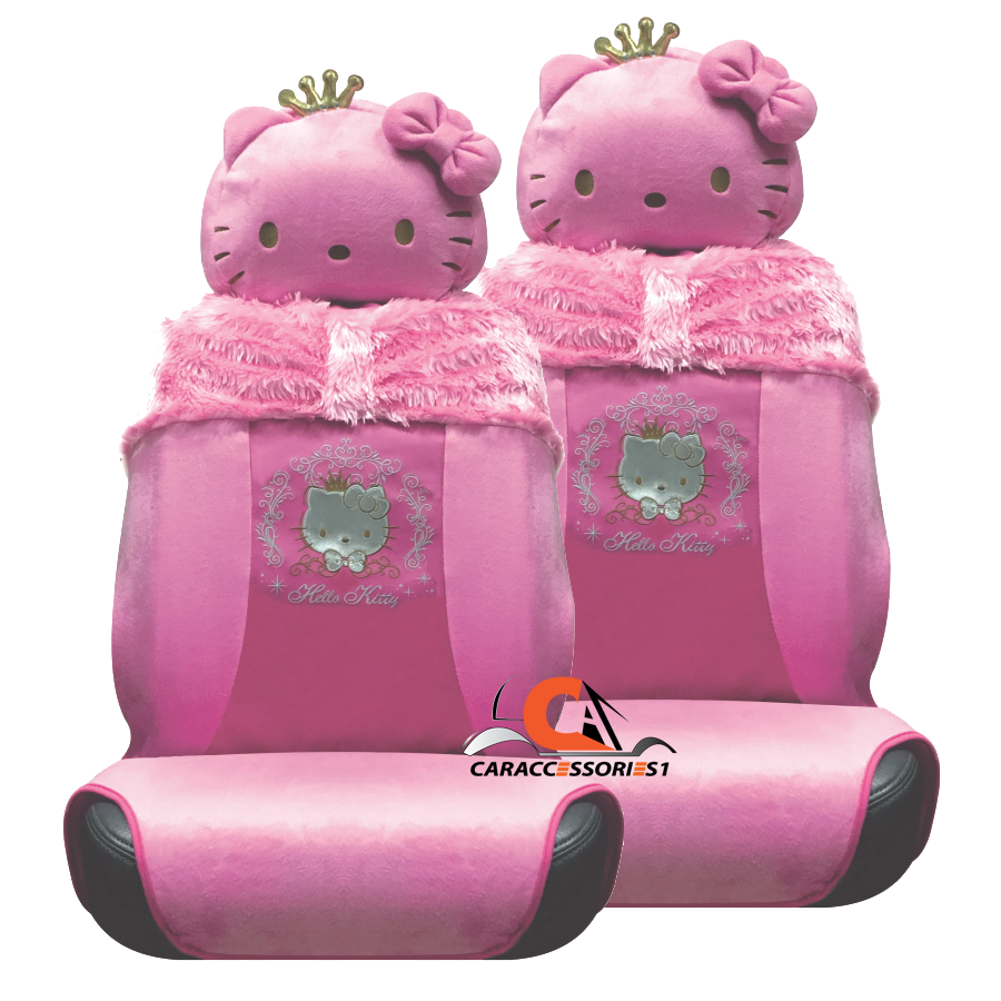 หุ้มเบาะพร้อมหัวเบาะคิตตี้ Princess เซ็ท 4 ชิ้น (หุ้มเบะหน้า 2 ชิ้น+หุ้มหัวเบาะ 2 ชิ้น)