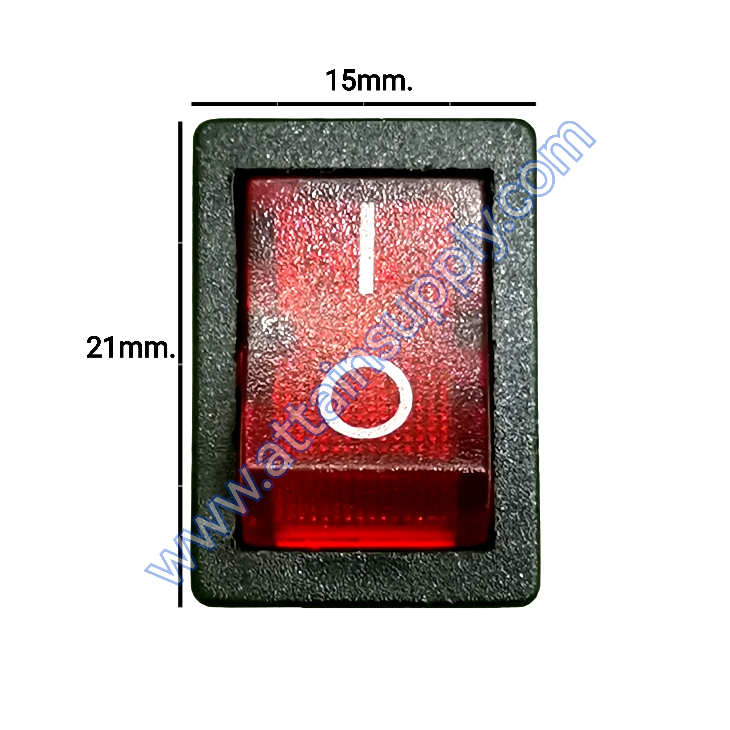 สวิทช์ IO เหลี่ยมเล็ก 12V./4ขา มีไฟ-สีแดง