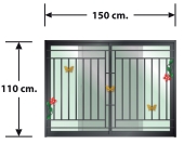 หน้าต่างบานเลื่อนสลับ + ชุดมุ้ง + เหล็กดัดผีเสื้อสีทอง ยี่ห้อ OK (150 cm. x 110 cm.) โปรโมชั่น 1-31/03/66 เท่านั้น ! LP-OK-W07-OW-GB-BL1 สีดำ