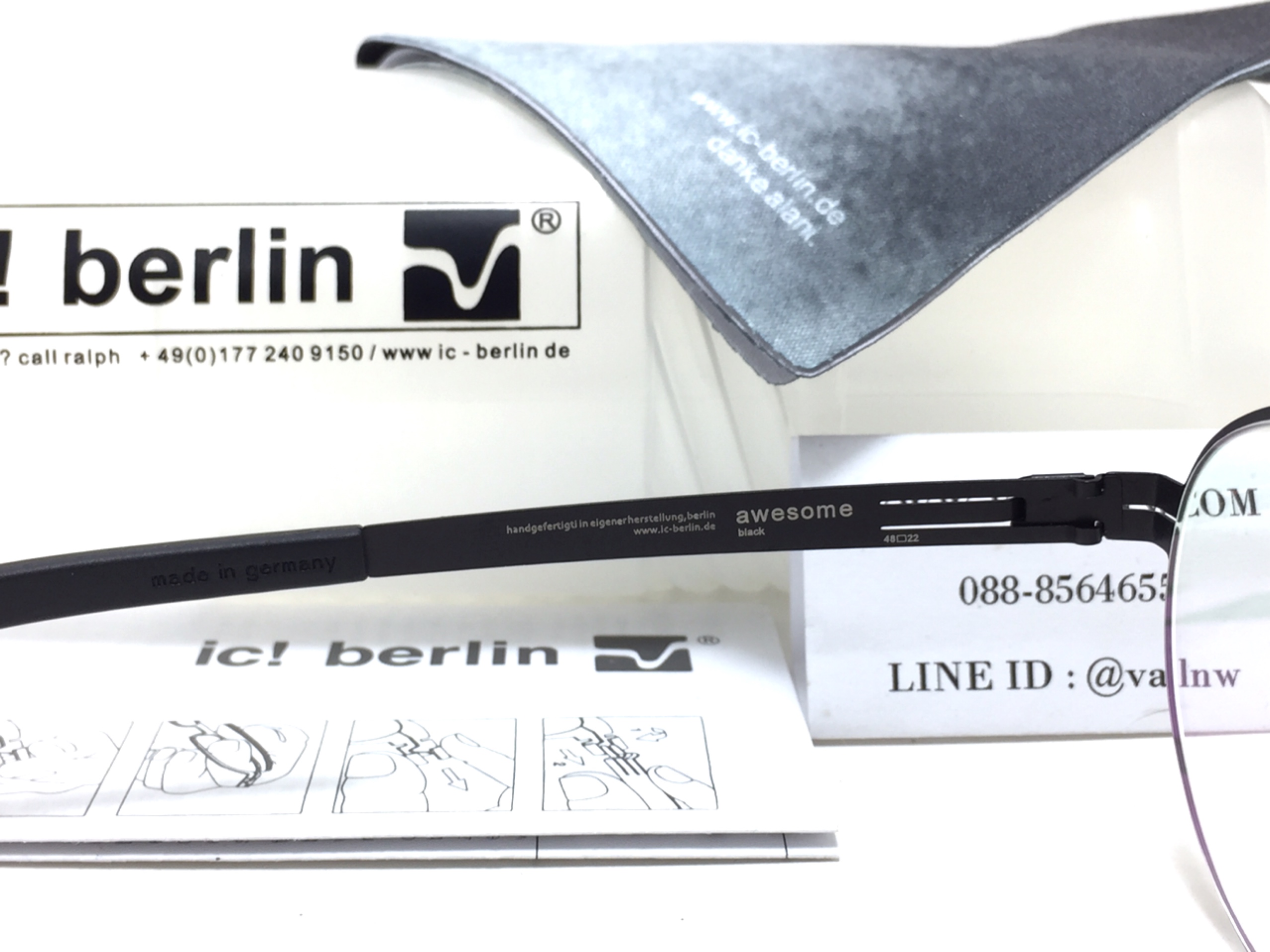 แว่นสายตา ic berlin model awesome black 48-22 <ดำ>