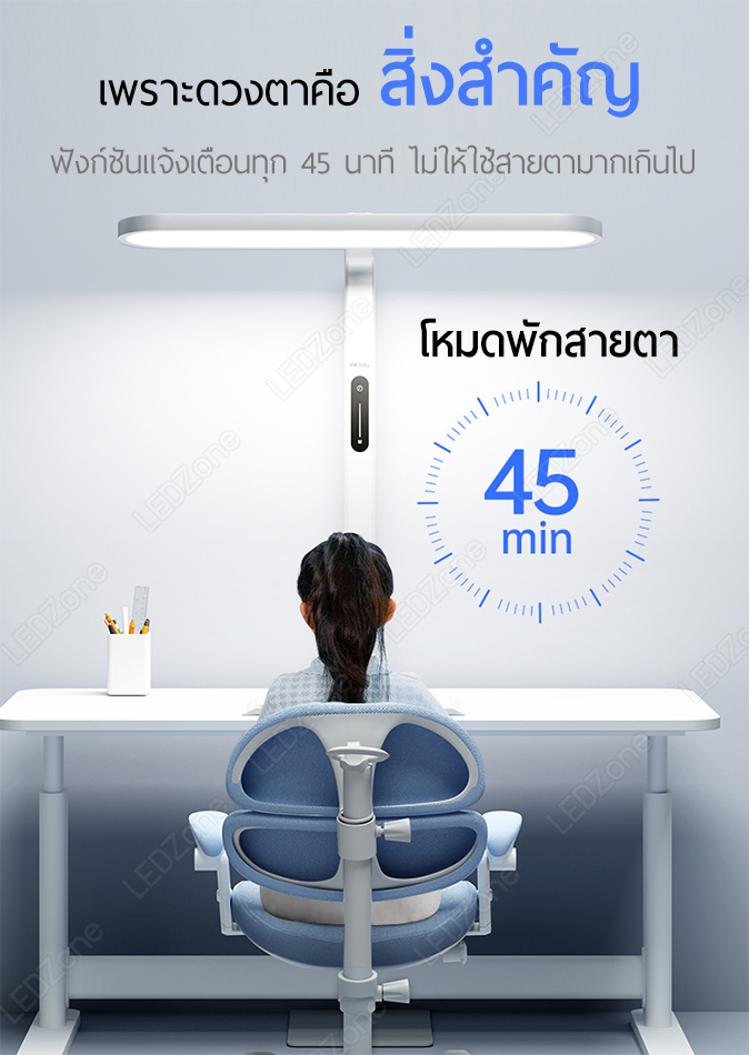 Moon Shadow โคมไฟตั้งพื้นถนอมสายตา รุ่น Air36W สีขาว สูง 160cm ควบคุมแบบสัมผัส ชิพ Bridgelux