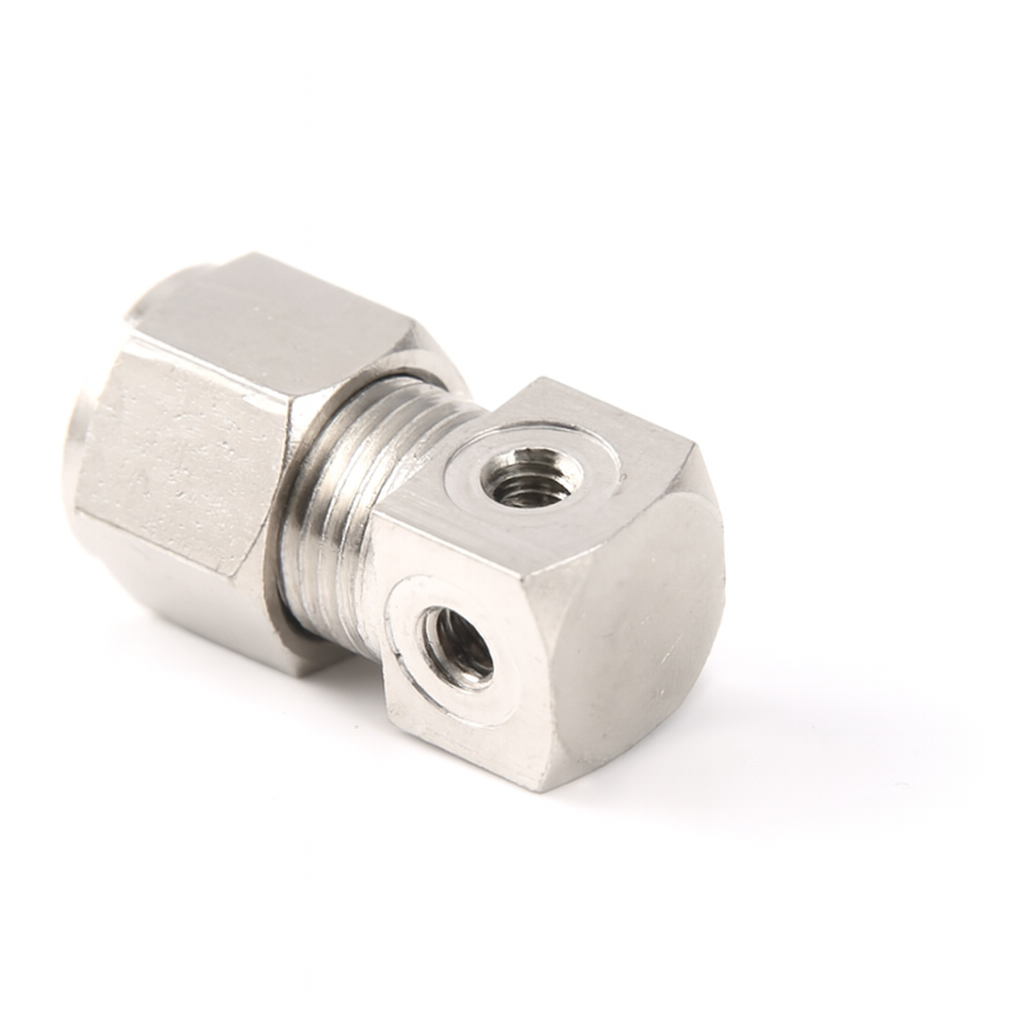 CHS-LK-011 ข้อต่อขันน็อต แรงดันสูง ต่อตรง 4 รู เกลียวใน 3/16"