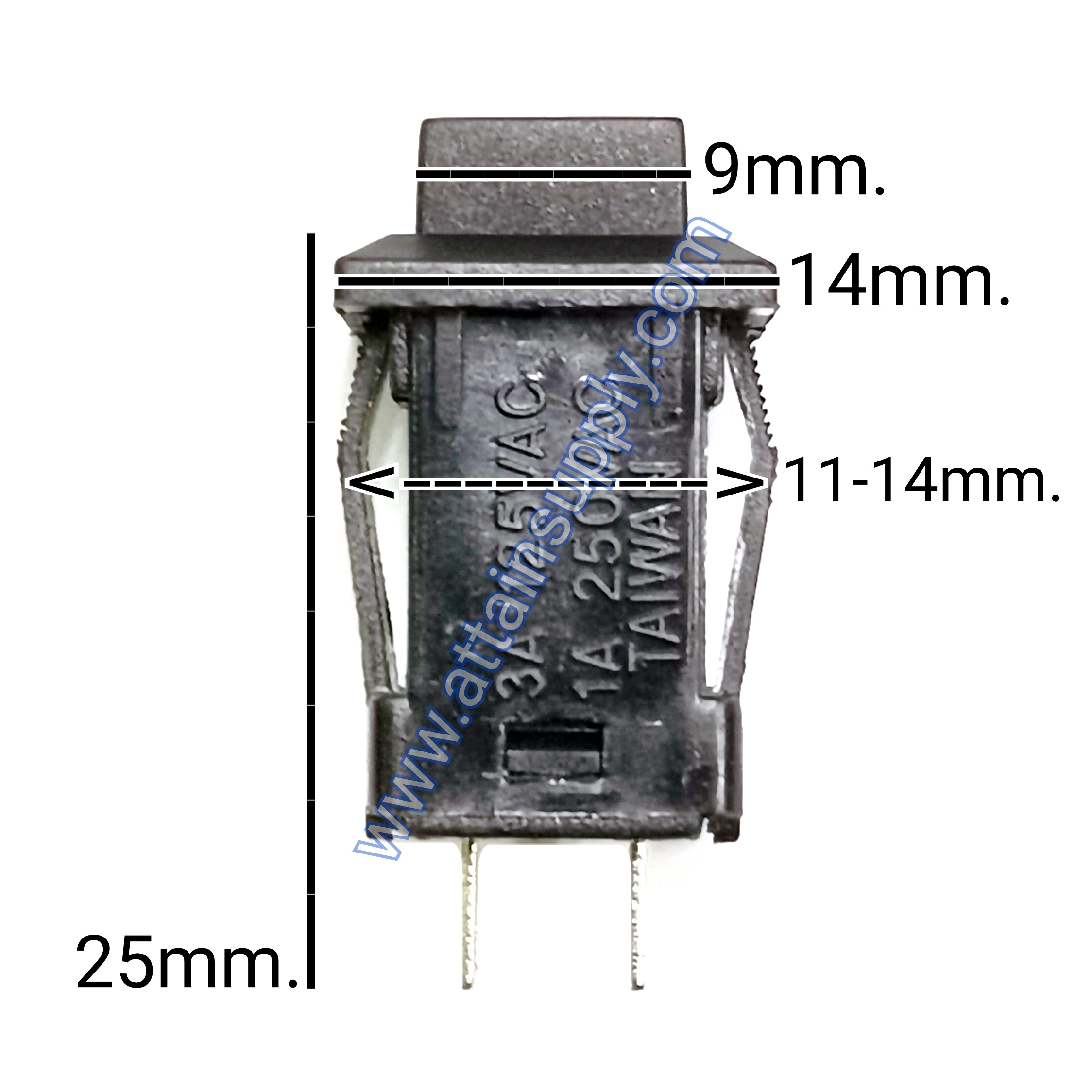 สวิทช์ กดติด-กดดับ/เหลี่ยมริมล็อค-สีดำ (TAIWAN)