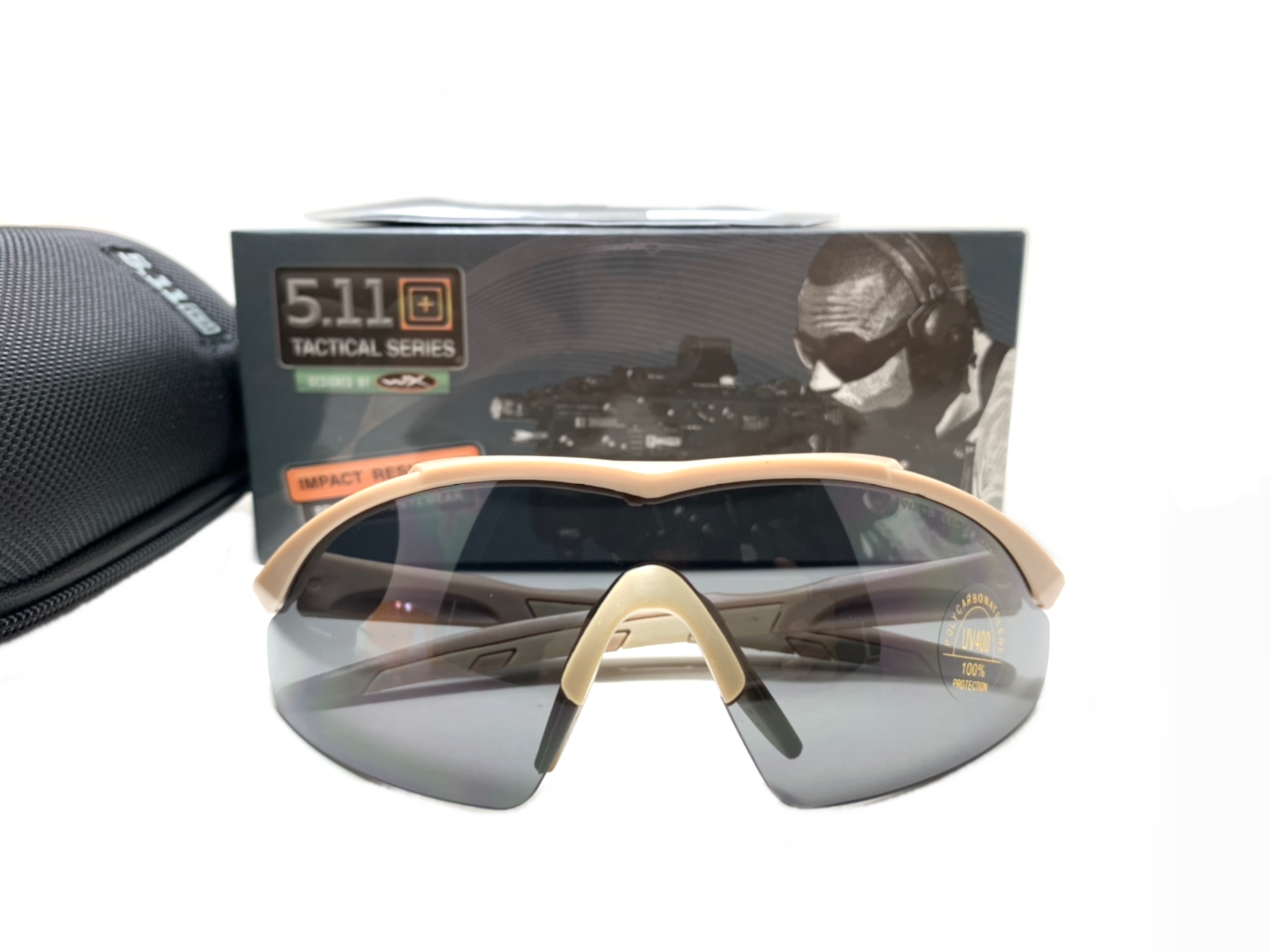 แว่นตาทหาร 5.11 AILERON SHIELD EYEWEAR x 3 LENSES <เบจ>