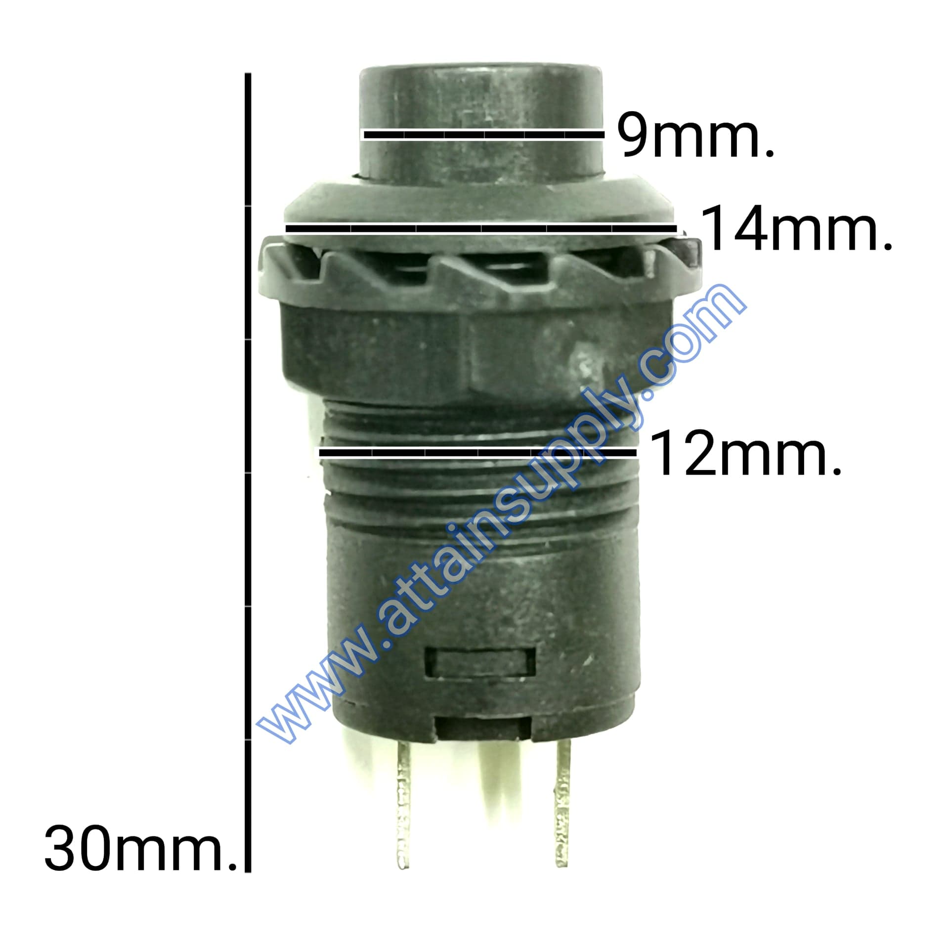 สวิทช์ กดติด-กดดับ/เกลียวพลาสติก-สีดำ